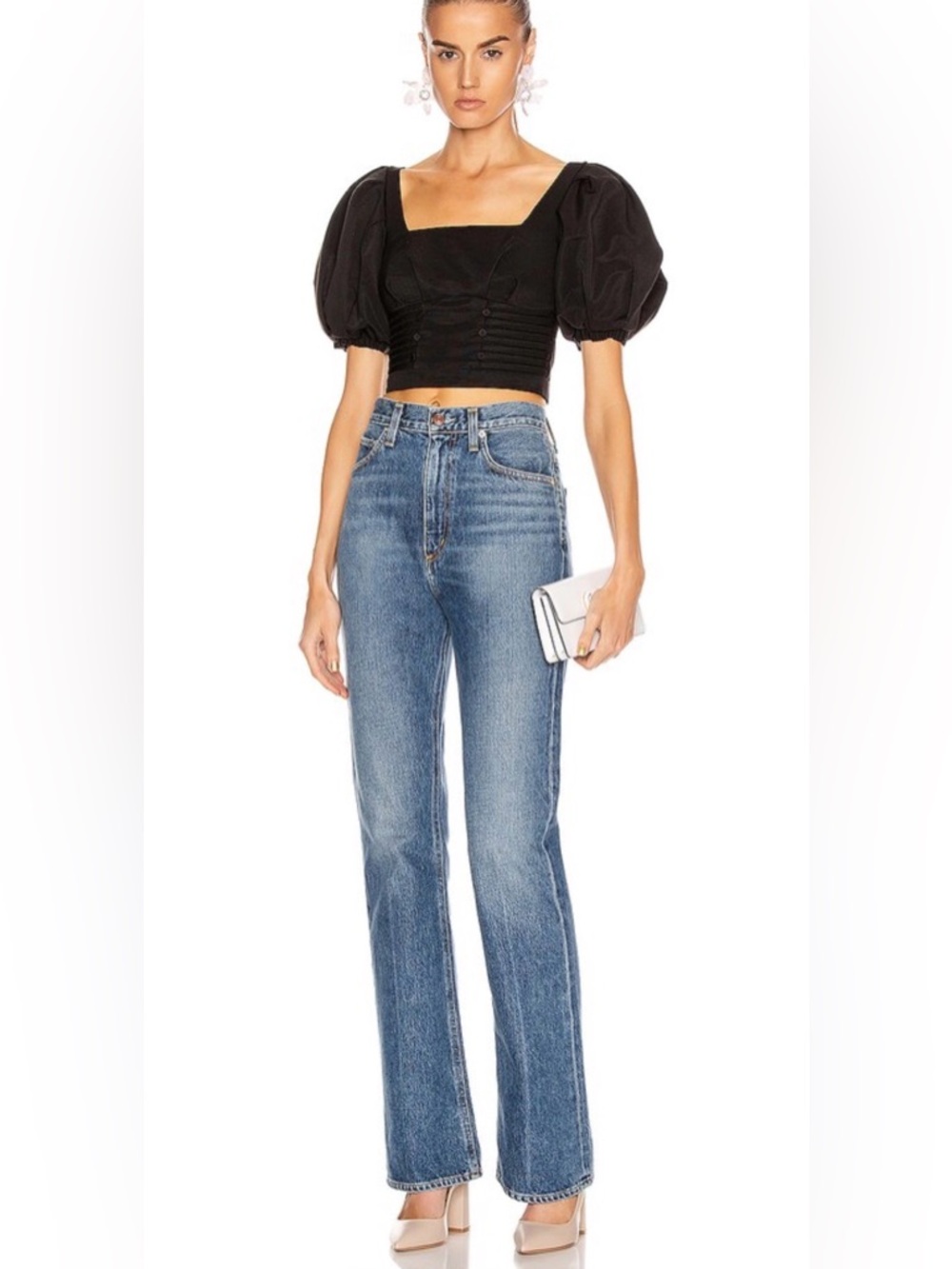 NWT SELF PORTRAIT black Automan crop blouse 2